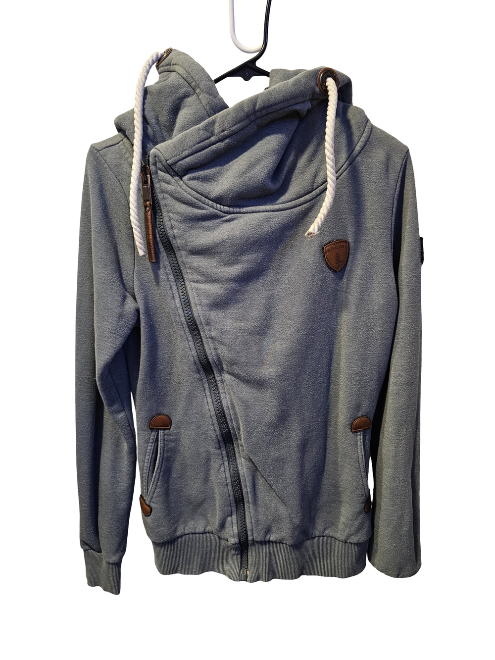 Naketano Family Biz Scarface Hoodie Womens Small Grey Blue Pullover Cozy Sweatsh